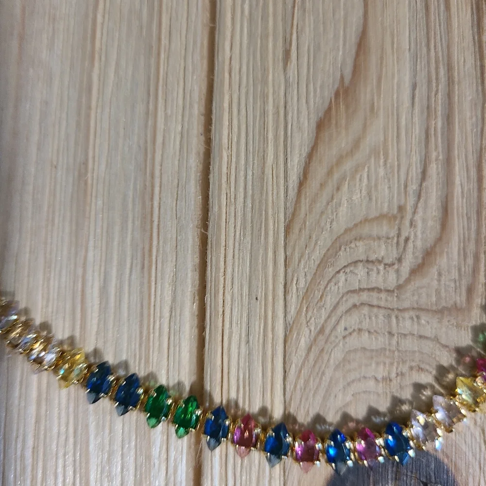 🎉🎉NEW🎉🎉 STUNNING!! Marquise Cut MULTI-COLOR CZ Necklace in GOLD Plating